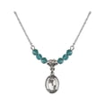 thumbnail image 1 of 18-Inch Rhodium Plated Necklace with 4mm Blue December Birth Month Stone Beads and First Penance Charm, 1 of 1