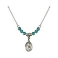 thumbnail image 1 of 18-Inch Rhodium Plated Necklace with 4mm Blue December Birth Month Stone Beads and Saint Bernadette Charm, 1 of 1