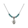 thumbnail image 1 of 18-Inch Rhodium Plated Necklace with 4mm Blue December Birth Month Stone Beads and Saint Christopher Charm, 1 of 1