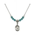 thumbnail image 1 of 18-Inch Rhodium Plated Necklace with 4mm Blue December Birth Month Stone Beads and Saint Gianna Beretta Molla Charm, 1 of 1