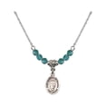 thumbnail image 1 of 18-Inch Rhodium Plated Necklace with 4mm Blue December Birth Month Stone Beads and Saint Hannibal Charm, 1 of 1