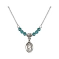 thumbnail image 1 of 18-Inch Rhodium Plated Necklace with 4mm Blue December Birth Month Stone Beads and Saint Justin Charm, 1 of 1