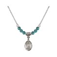 thumbnail image 1 of 18-Inch Rhodium Plated Necklace with 4mm Blue December Birth Month Stone Beads and Saint Lazarus Charm, 1 of 1