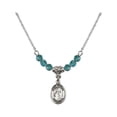 thumbnail image 1 of 18-Inch Rhodium Plated Necklace with 4mm Blue December Birth Month Stone Beads and Saint Marina Charm, 1 of 1
