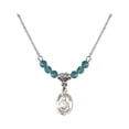 thumbnail image 1 of 18-Inch Rhodium Plated Necklace with 4mm Blue December Birth Month Stone Beads and Saint Norbert of Xanten Charm, 1 of 1