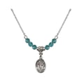 thumbnail image 1 of 18-Inch Rhodium Plated Necklace with 4mm Blue December Birth Month Stone Beads and Saint Paul of the Cross Charm, 1 of 1