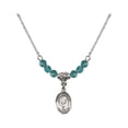 thumbnail image 1 of 18-Inch Rhodium Plated Necklace with 4mm Blue December Birth Month Stone Beads and Saint Philomena Charm, 1 of 1