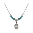 thumbnail image 1 of 18-Inch Rhodium Plated Necklace with 4mm Blue December Birth Month Stone Beads and Saint Raphael the Archangel Charm, 1 of 1