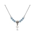 thumbnail image 1 of 18-Inch Rhodium Plated Necklace with 4mm Blue March Birth Month Stone Beads and Chalice Charm, 1 of 1