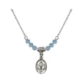 thumbnail image 1 of 18-Inch Rhodium Plated Necklace with 4mm Blue March Birth Month Stone Beads and Chalice Charm, 1 of 1