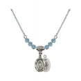 thumbnail image 1 of 18-Inch Rhodium Plated Necklace with 4mm Blue March Birth Month Stone Beads and Miraculous Charm, 1 of 1