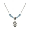 thumbnail image 1 of 18-Inch Rhodium Plated Necklace with 4mm Blue March Birth Month Stone Beads and Saint Peregrine Laziosi Charm, 1 of 1