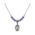 thumbnail image 1 of 18-Inch Rhodium Plated Necklace with 4mm Blue September Birth Month Stone Beads and Confirmation Charm, 1 of 1