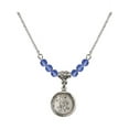 thumbnail image 1 of 18-Inch Rhodium Plated Necklace with 4mm Blue September Birth Month Stone Beads and Guardian Angel Charm, 1 of 1