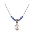 thumbnail image 1 of 18-Inch Rhodium Plated Necklace with 4mm Blue September Birth Month Stone Beads and Saint Eligius Charm, 1 of 1
