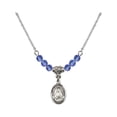 thumbnail image 1 of 18-Inch Rhodium Plated Necklace with 4mm Blue September Birth Month Stone Beads and Saint Frances Cabrini Charm, 1 of 1