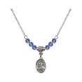 thumbnail image 1 of 18-Inch Rhodium Plated Necklace with 4mm Blue September Birth Month Stone Beads and Saint Francis Xavier Charm, 1 of 1