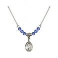 thumbnail image 1 of 18-Inch Rhodium Plated Necklace with 4mm Blue September Birth Month Stone Beads and Saint Veronica Charm, 1 of 1