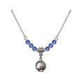 thumbnail image 1 of 18-Inch Rhodium Plated Necklace with 4mm Blue September Birth Month Stone Beads and Shell Charm, 1 of 1