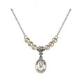 thumbnail image 1 of 18-Inch Rhodium Plated Necklace with 4mm Faux-Pearl Beads and Blessed Miguel Pro Charm, 1 of 1