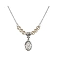 thumbnail image 1 of 18-Inch Rhodium Plated Necklace with 4mm Faux-Pearl Beads and Blessed Trinity Charm, 1 of 1