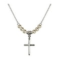 thumbnail image 1 of 18-Inch Rhodium Plated Necklace with 4mm Faux-Pearl Beads and Cross Charm, 1 of 1