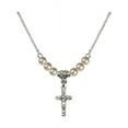 thumbnail image 1 of 18-Inch Rhodium Plated Necklace with 4mm Faux-Pearl Beads and Crucifix Charm, 1 of 1