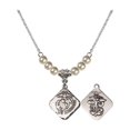 thumbnail image 1 of 18-Inch Rhodium Plated Necklace with 4mm Faux-Pearl Beads and Marines Diamond Charm, 1 of 1