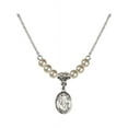 thumbnail image 1 of 18-Inch Rhodium Plated Necklace with 4mm Faux-Pearl Beads and Our Lady Star of the Sea Charm, 1 of 1