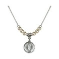 thumbnail image 1 of 18-Inch Rhodium Plated Necklace with 4mm Faux-Pearl Beads and Our Lady of Guadalupe Charm, 1 of 1