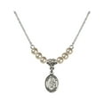 thumbnail image 1 of 18-Inch Rhodium Plated Necklace with 4mm Faux-Pearl Beads and Saint Angela Merici Charm, 1 of 1