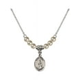 thumbnail image 1 of 18-Inch Rhodium Plated Necklace with 4mm Faux-Pearl Beads and Saint Anne Charm, 1 of 1