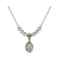 thumbnail image 1 of 18-Inch Rhodium Plated Necklace with 4mm Faux-Pearl Beads and Saint Christopher/Football Charm, 1 of 1