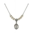 thumbnail image 1 of 18-Inch Rhodium Plated Necklace with 4mm Faux-Pearl Beads and Saint Cornelius Charm, 1 of 1