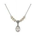 thumbnail image 1 of 18-Inch Rhodium Plated Necklace with 4mm Faux-Pearl Beads and Saint Edmund Campion Charm, 1 of 1