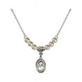 thumbnail image 1 of 18-Inch Rhodium Plated Necklace with 4mm Faux-Pearl Beads and Saint Ignatius of Loyola Charm, 1 of 1