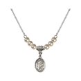 thumbnail image 1 of 18-Inch Rhodium Plated Necklace with 4mm Faux-Pearl Beads and Saint Jerome Charm, 1 of 1
