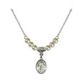 thumbnail image 1 of 18-Inch Rhodium Plated Necklace with 4mm Faux-Pearl Beads and Saint John of God Charm, 1 of 1