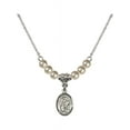 thumbnail image 1 of 18-Inch Rhodium Plated Necklace with 4mm Faux-Pearl Beads and Saint Martin of Tours Charm, 1 of 1