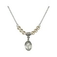 thumbnail image 1 of 18-Inch Rhodium Plated Necklace with 4mm Faux-Pearl Beads and Saint Philomena Charm, 1 of 1