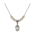 thumbnail image 1 of 18-Inch Rhodium Plated Necklace with 4mm Faux-Pearl Beads and Saint Raphael the Archangel Charm, 1 of 1