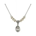 thumbnail image 1 of 18-Inch Rhodium Plated Necklace with 4mm Faux-Pearl Beads and Saint Timothy Charm, 1 of 1