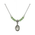 thumbnail image 1 of 18-Inch Rhodium Plated Necklace with 4mm Green August Birth Month Stone Beads and Maria Stein Charm, 1 of 1