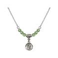 thumbnail image 1 of 18-Inch Rhodium Plated Necklace with 4mm Green August Birth Month Stone Beads and Saint Christopher Charm, 1 of 1