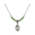 thumbnail image 1 of 18-Inch Rhodium Plated Necklace with 4mm Green August Birth Month Stone Beads and Saint Lazarus Charm, 1 of 1