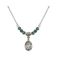 thumbnail image 1 of 18-Inch Rhodium Plated Necklace with 4mm Green May Birth Month Stone Beads and Our Lady of Hope Charm, 1 of 1