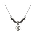 thumbnail image 1 of 18-Inch Rhodium Plated Necklace with 4mm Jet Birth Month Stone Beads and Guardian Angel Charm, 1 of 1