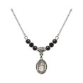 thumbnail image 1 of 18-Inch Rhodium Plated Necklace with 4mm Jet Birth Month Stone Beads and Maria Stein Charm, 1 of 1