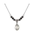 thumbnail image 1 of 18-Inch Rhodium Plated Necklace with 4mm Jet Birth Month Stone Beads and Saint Elmo Charm, 1 of 1