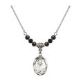thumbnail image 1 of 18-Inch Rhodium Plated Necklace with 4mm Jet Birth Month Stone Beads and Saint Jude Charm, 1 of 1